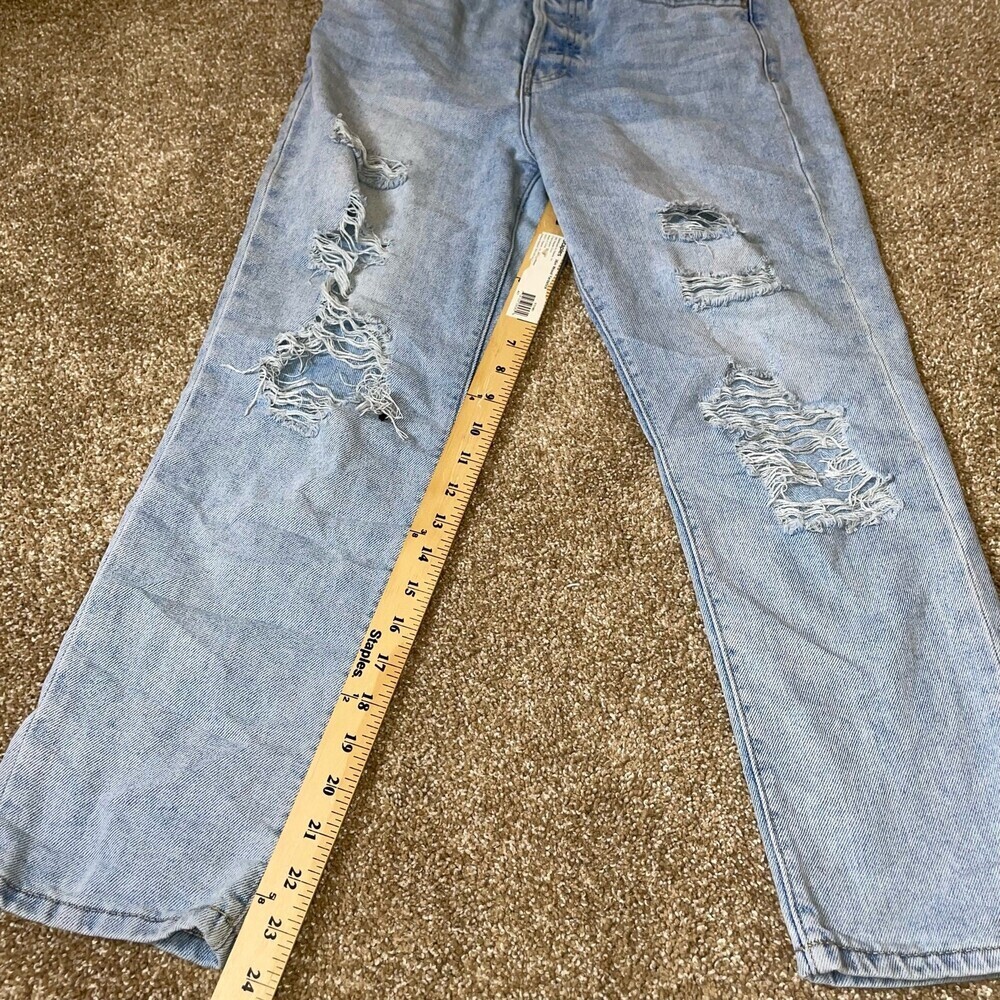 Simple Society jeans eco friendly SZ 5 27” distressed denim straight leg blue - Picture 6 of 10